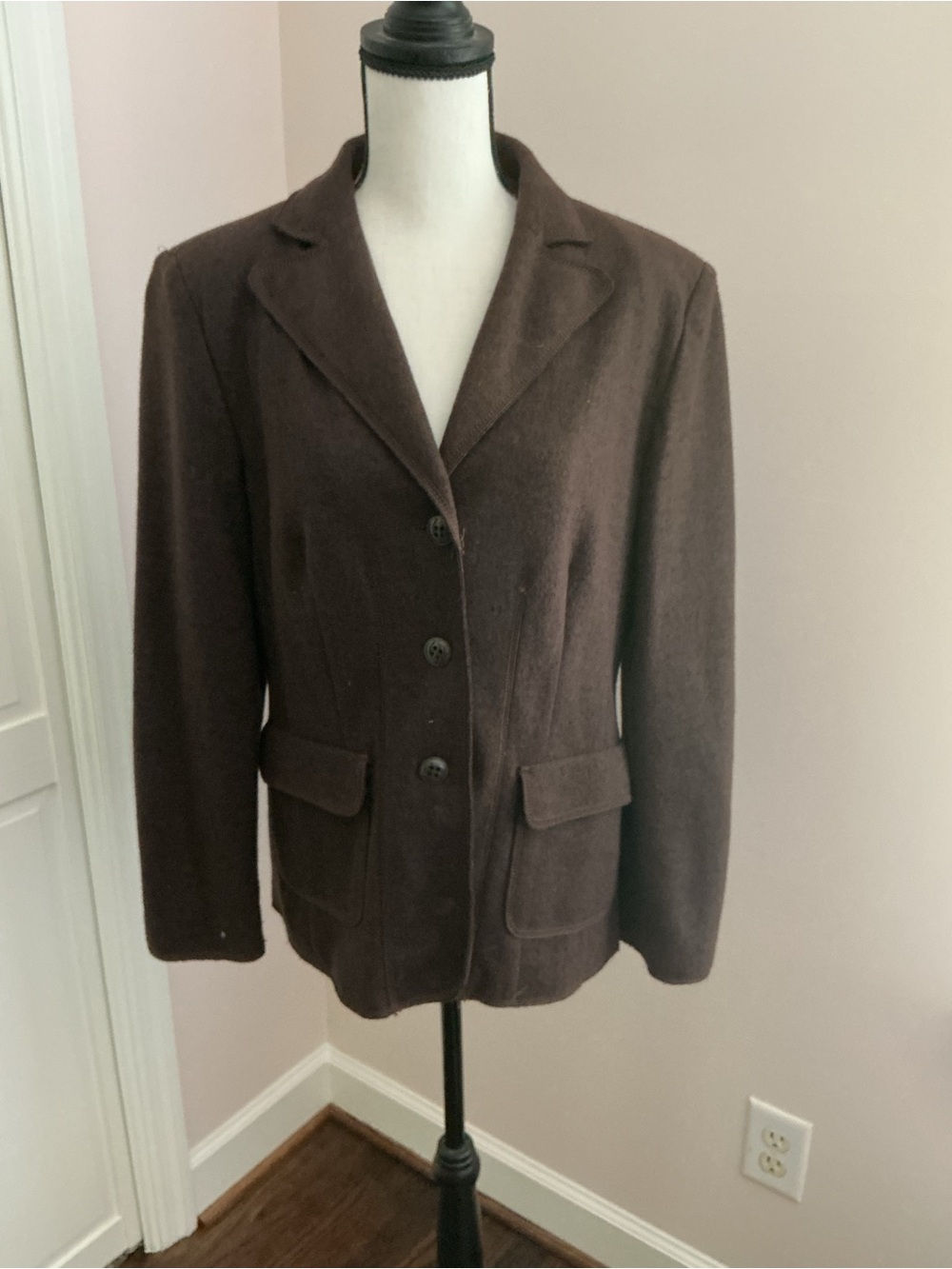 Classic Women's Brown Wool Blend Blazer Jacket